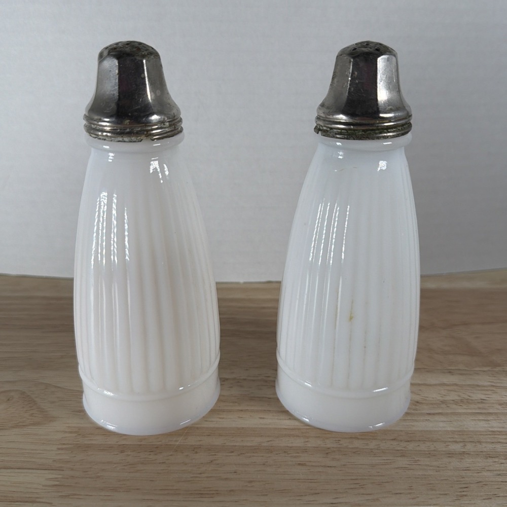 Vintage Milk Glass Salt And Pepper Shakers 5.5"